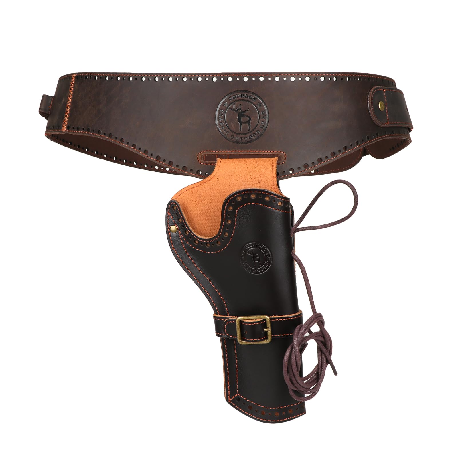 Ensemble Ceinturon Tourbon 1911 - Holster Pistolet + 2 étuis à Chargeur - Cuir Marron