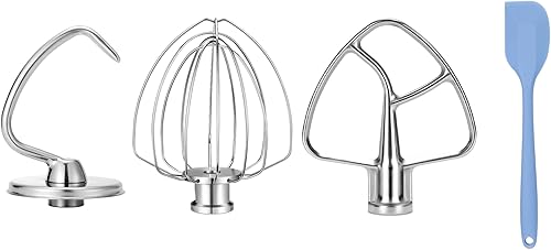 Miniatura 7 de Accesorios de acero inoxidable para mezclador de pedestal KitchenAid de 4,5-5 QT con cabeza inclinada, incluye 6 alambres para batidor, batidor