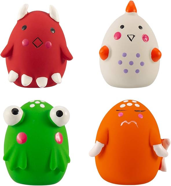 Esenlong Squeaky Dog Ball, 4pcs Puppy Toys Dog Toys for Small Dogs Latex Puppy Toy Funny Animal Sets Pet Interactive Play for Puppy Small Medium Pets Dog Cat