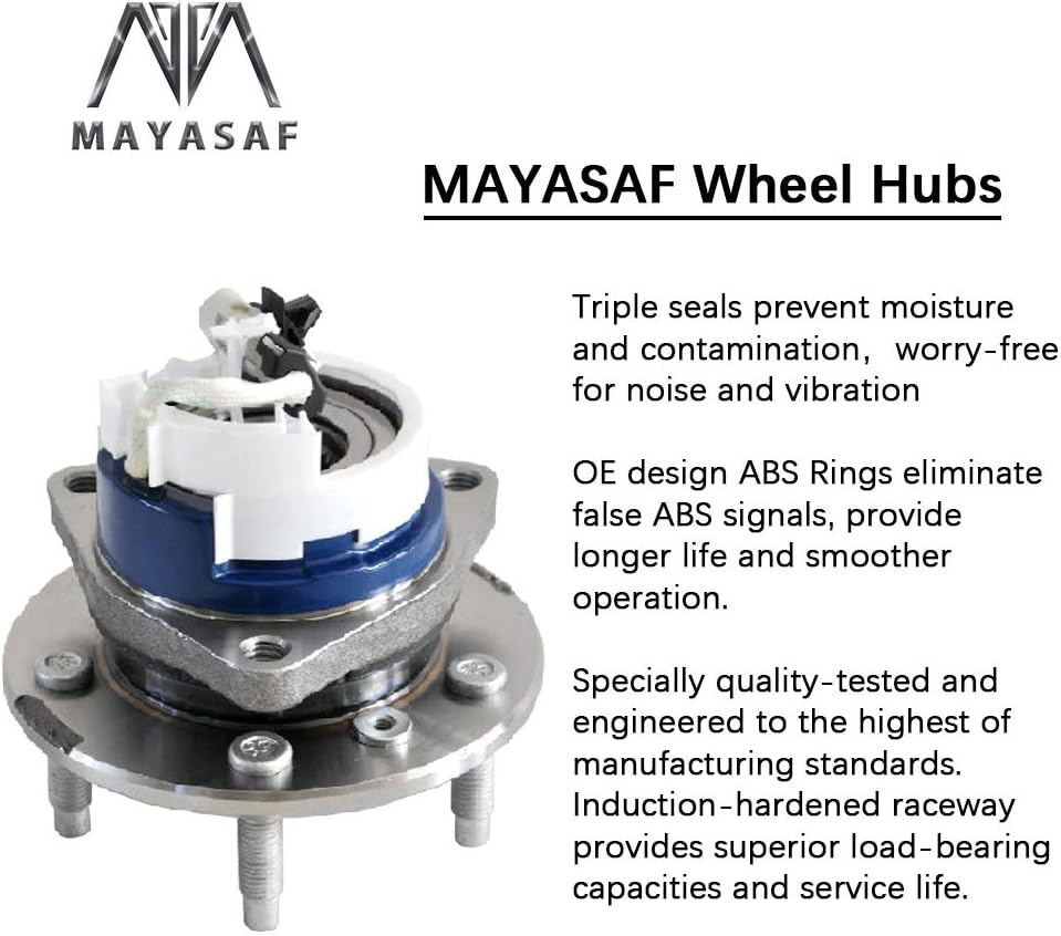 MAYASAF 513121x2 Axle Bearing Front Wheel Hub and Bearing Assembly 5 Lug w/ABS for Chevy Impala Venture, Buick Century, Cadillac DTS, Pontiac Grand Prix, Oldsmobile Aurora (2 PCS)