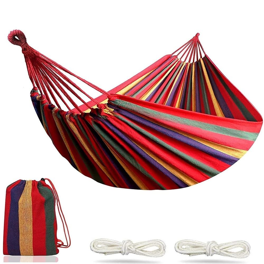 Hamacas Camping Hamaca Hamaca al Aire Libre Jardín Viajes Deportes Hogar Campamento Columpio Lona Raya Cama Colgante Hamaca Doble Personas Individuales Hamac de Jardin(Red 80x240CM)
