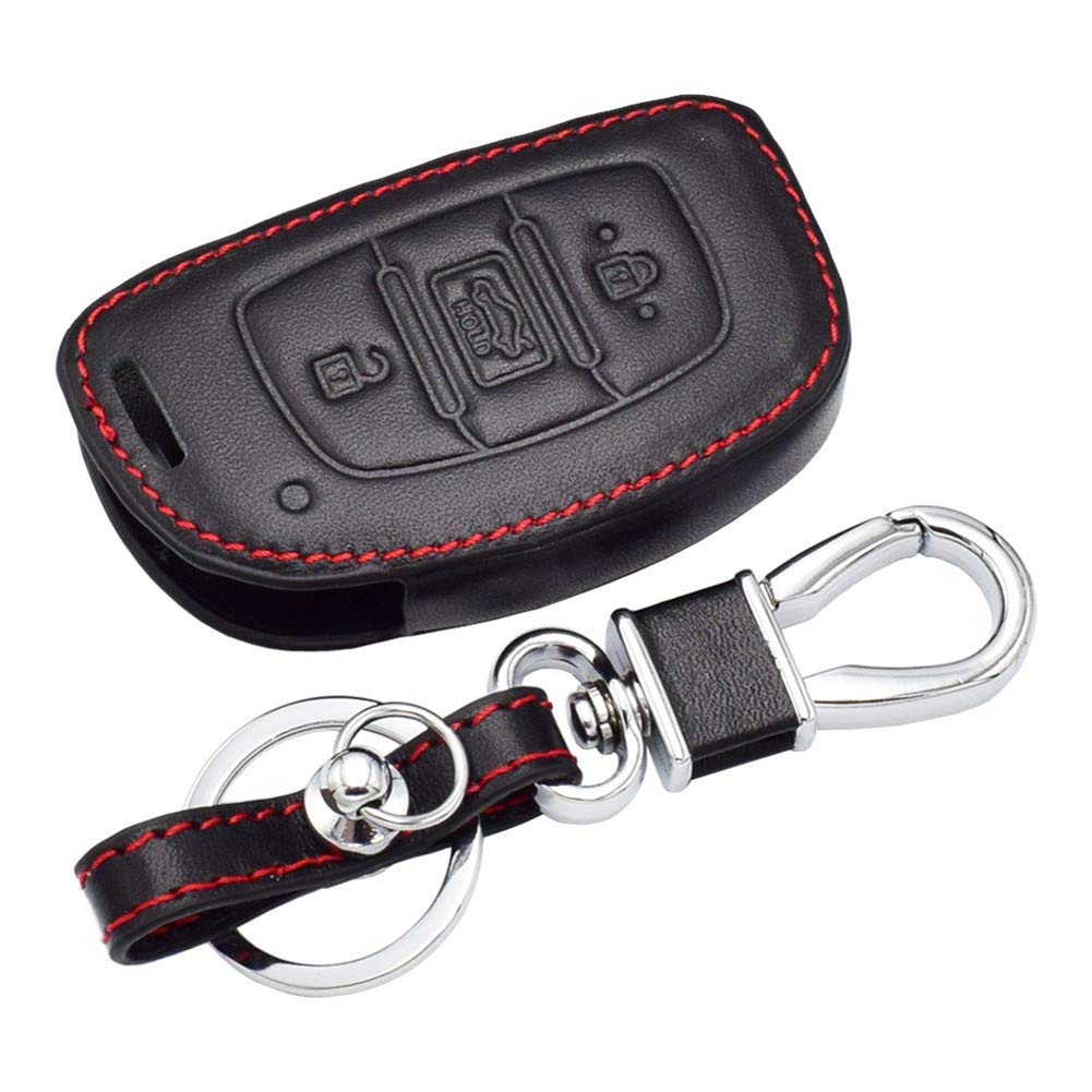 Happyit Leather Car Key Cover Case fit for Hyundai Creta Tucson Verna Solaris Elantra Accent Grand Santa Fe IX25 IX45 I20 I30 I40 IX35 (C)