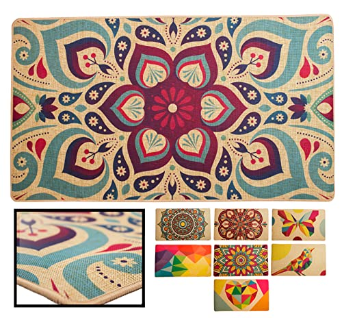 LucaHome - Alfombrilla Pasillo Novofloor Mandala 2 40x70cm - Antideslizante Alfombra - Tapetes para Sala - Alfombra Salon, felpudos de Interior, alfombras Pasillo