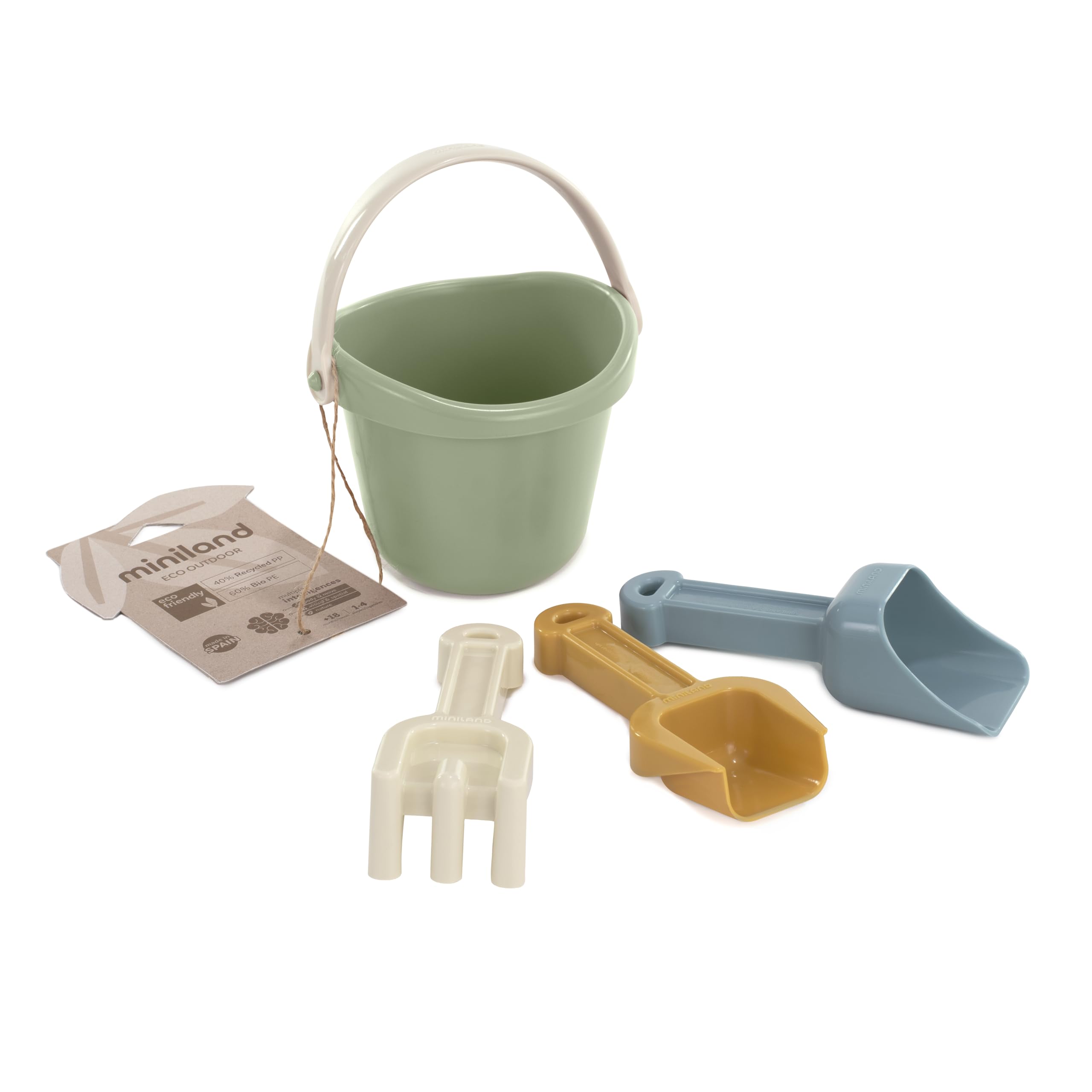 Miniland ECO Baby Sand Set Cool - Beach toy for children with different tools to play in the sand