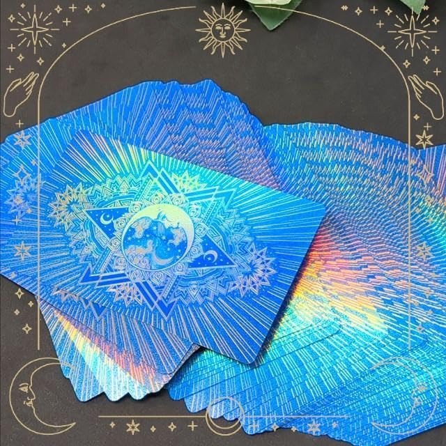 【正規品タロットカード】美麗エンボスホログラム箔✨野性的でミステリアスなデッキ Amazon.co.jp: 色ブルーのタロットカードホログラム仕様