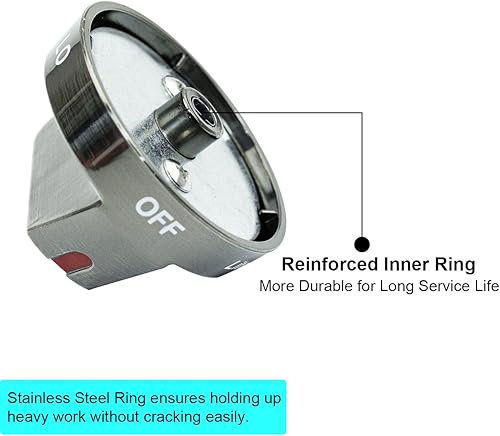 Miniatura 5 de Pomo de horno inoxidable negro mejorado DG64-00473B para estufa de gas, perilla de control de quemador superior, reemplazo de perilla de horno