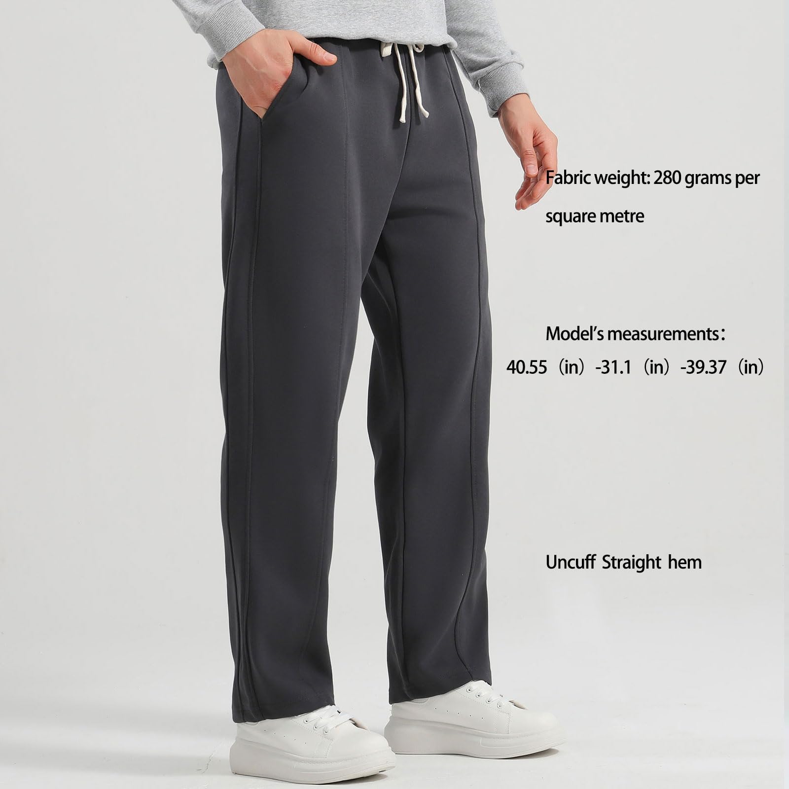 SHAGGA Pantalon de survêtement pour homme, jambe droite, ourlet sans poignets, coupe ample, pantalon de survêtement avec poches pour la course à pied et l'entraînement