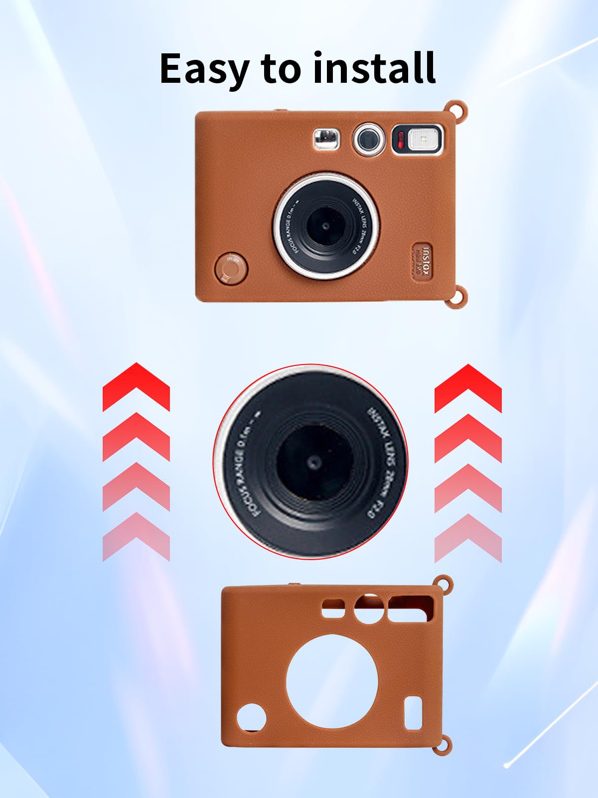 BOVUGAC Funda para cámara instantánea Fujifilm Instax Mini EVO, protección suave, funda de silicona para accesorios Instax Mini EVO, color marrón