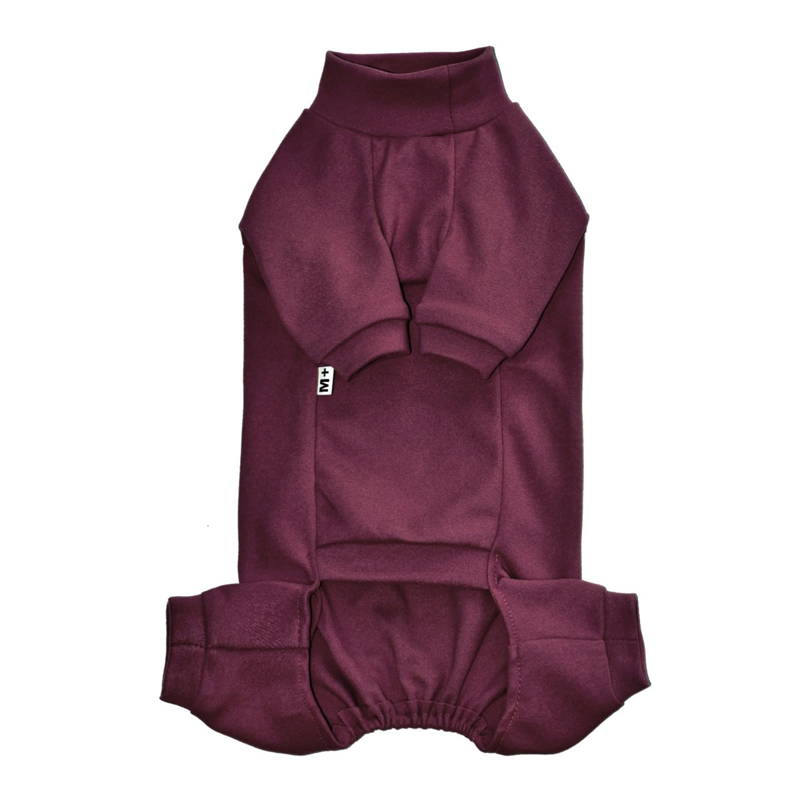 Sphynx Cat Four Leg Warm Fleece Pajamas Elastic Pet Clothes for Hairless Cats Surgery Recovery Suit for Sphynx, Devon, Cornish (Wine, M (5.5-7 lbs))