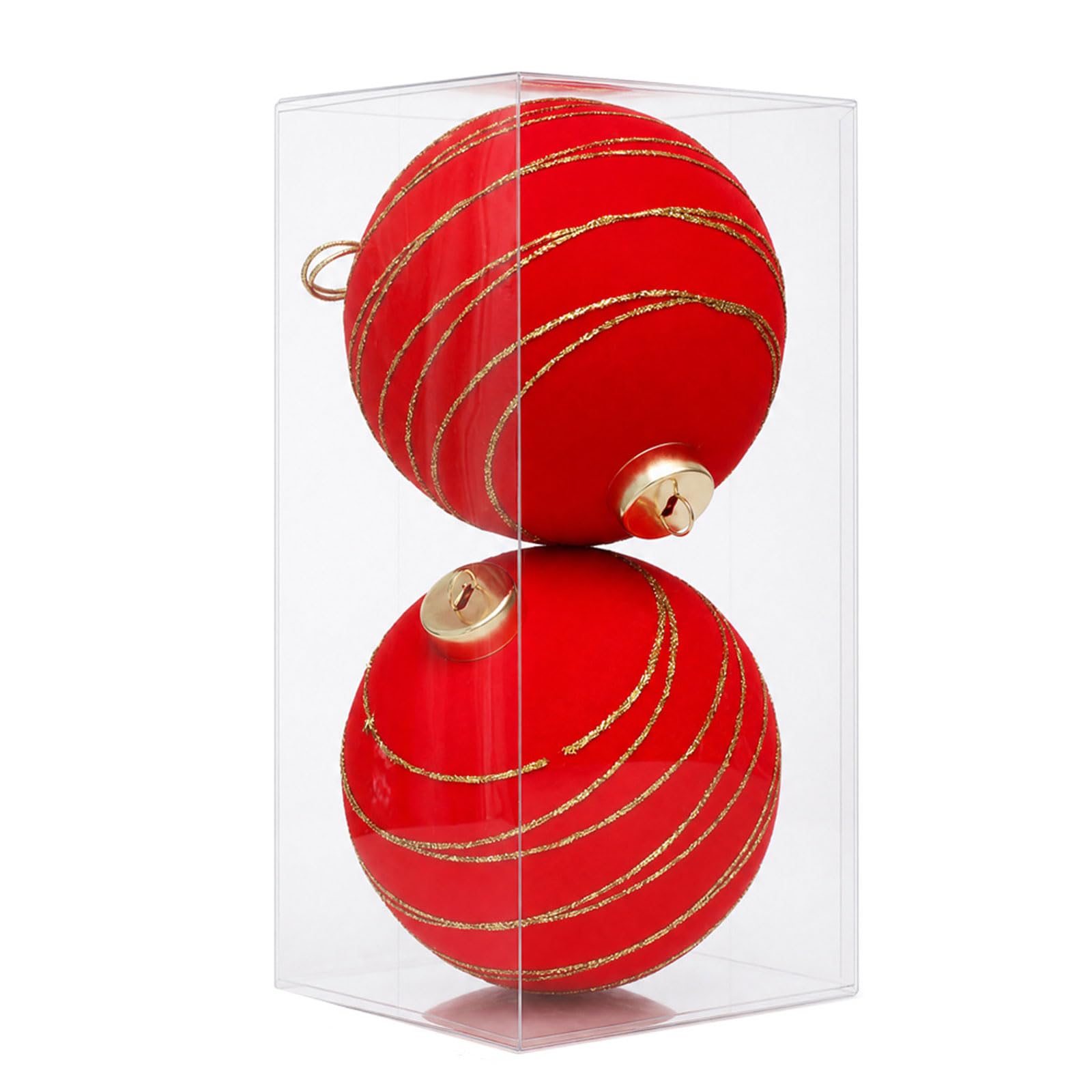 Whoasyst 2Pcs Glittering Velvety Christmas Ball Ornament Shatterproof Christmas Baubles for Tree Mantels Door Decoration Ball Decorations