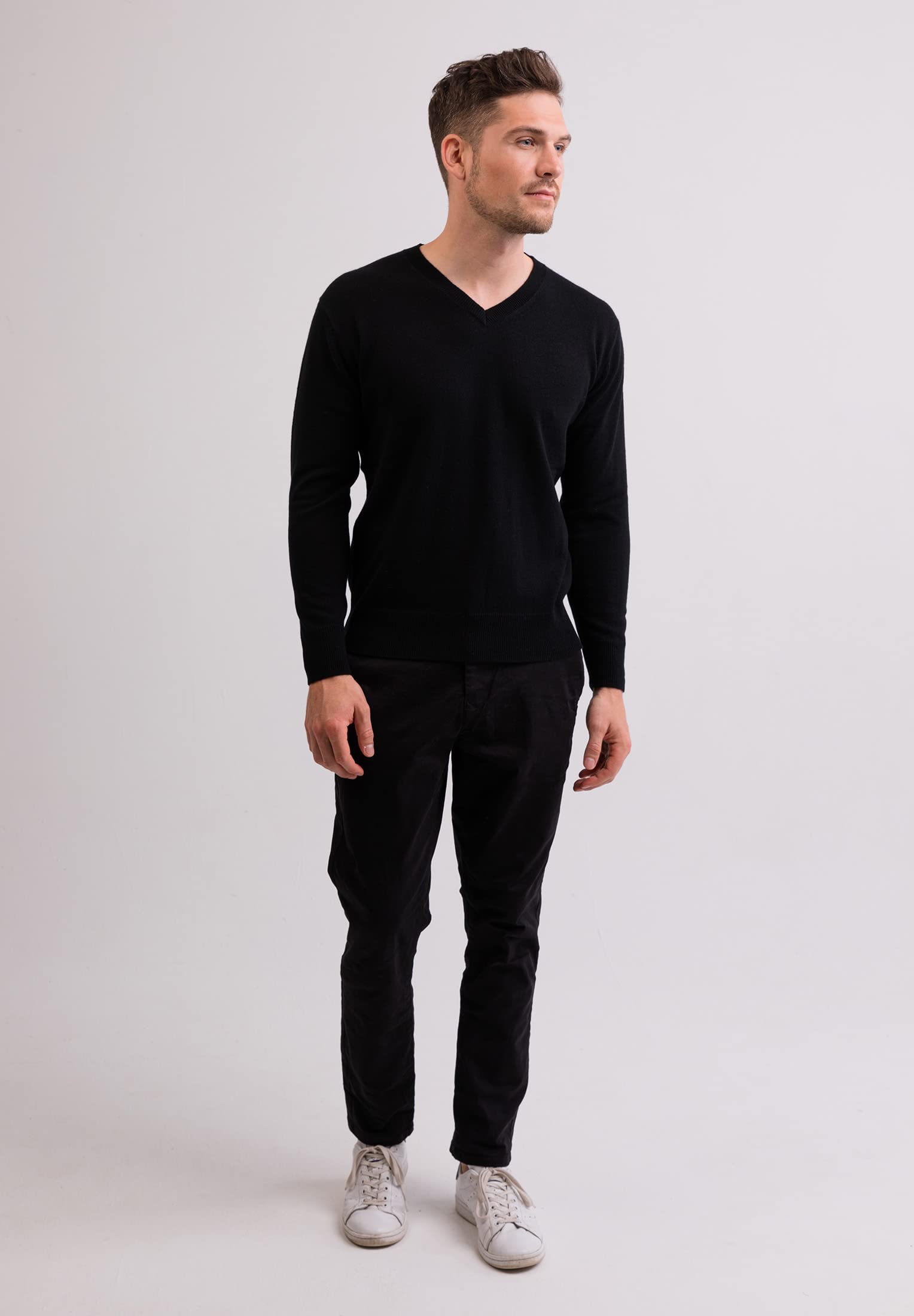 100% Kaschmir Herren Pullover | Sweater V-Ausschnitt 2-fädig
