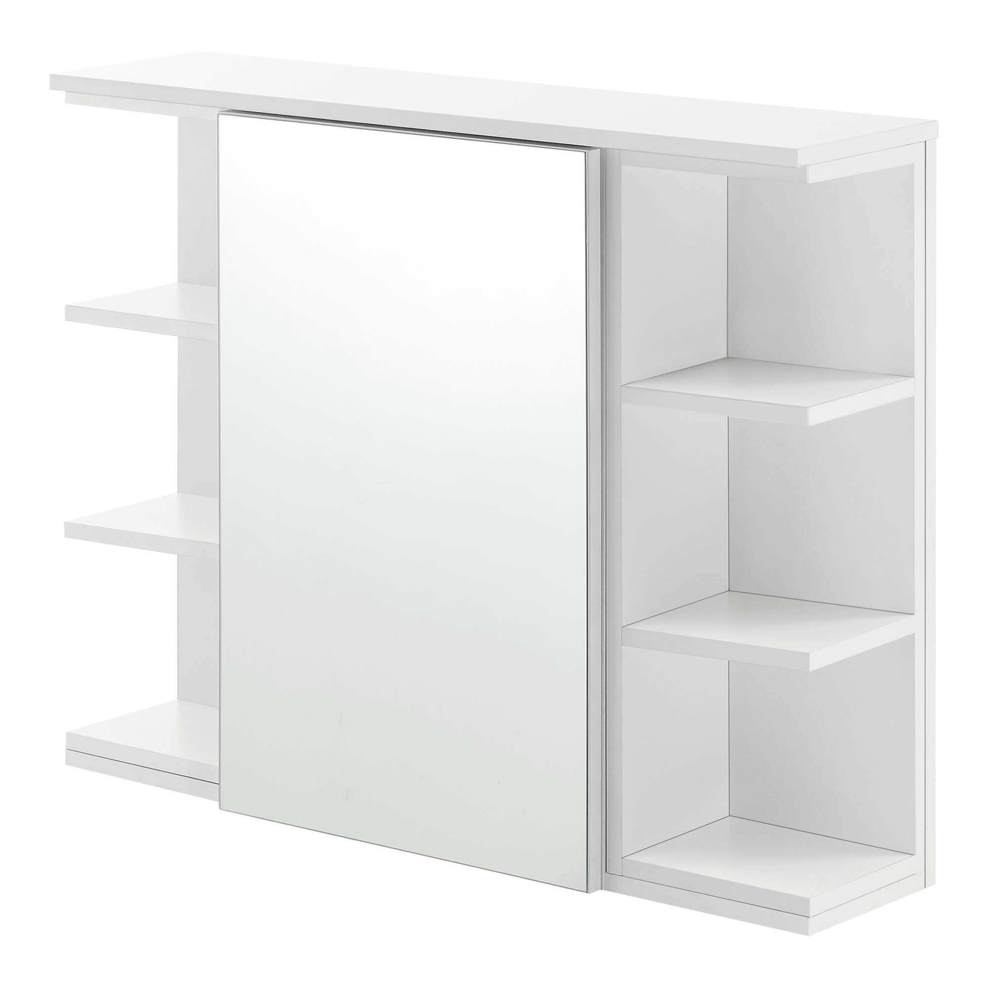 [en.casa] Mueble de Pared para Baño 64 x 80 x 20 cm Armario Colgante de Almacenamiento con Espejo Auxiliar de Baño Blanco