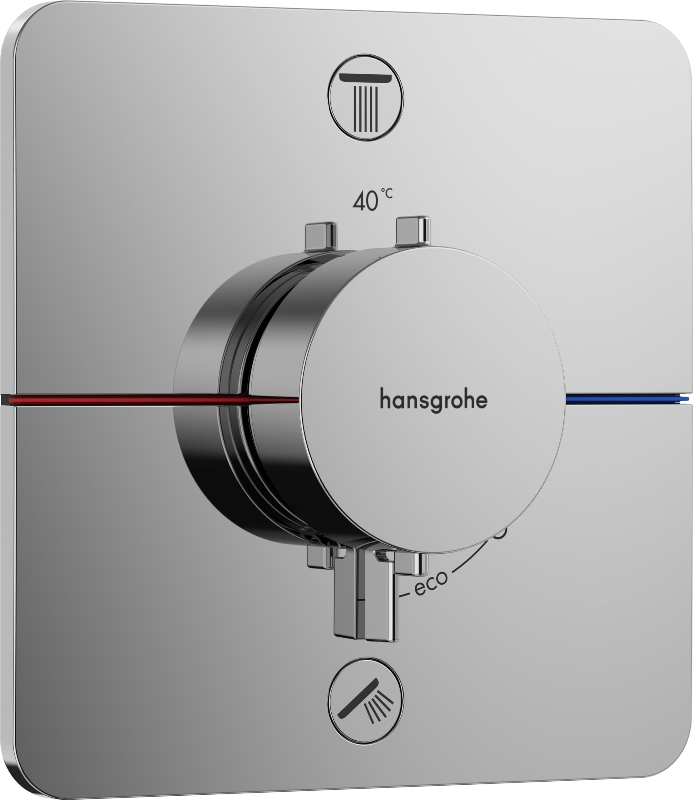 hansgrohe ShowerSelect Comfort Q - Mitigeur thermostatique, Robinet encastré avec arrêt de sécurité (SafetyStop) à 40°C, Thermostat 2 sorties, Chromé