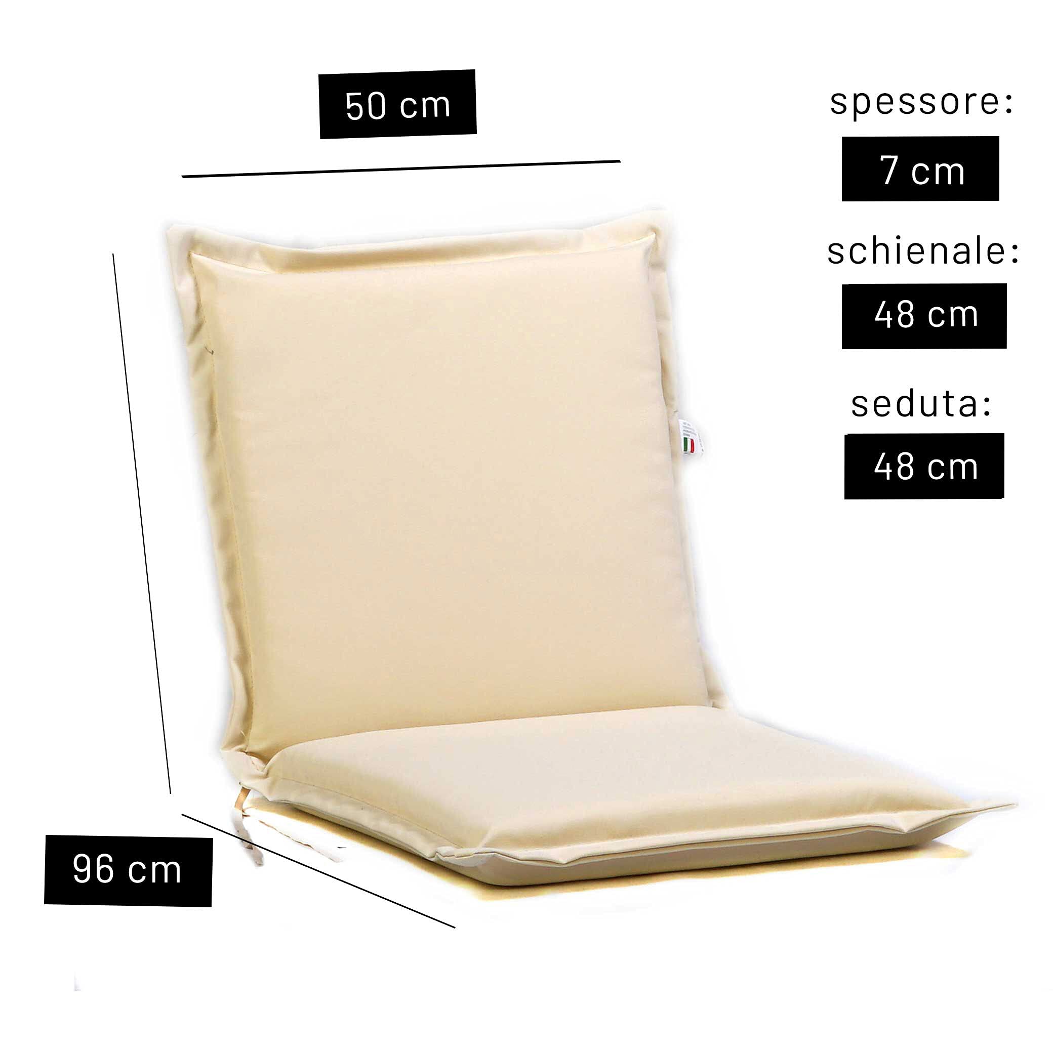 TECNOCUCI Coppia Cuscini Sfoderabili con Schienale Basso per Sedie da Giardino - Diversi Colori Disponibili - Ideali per spazi Esterni (Giardini, Cortili, balconi)