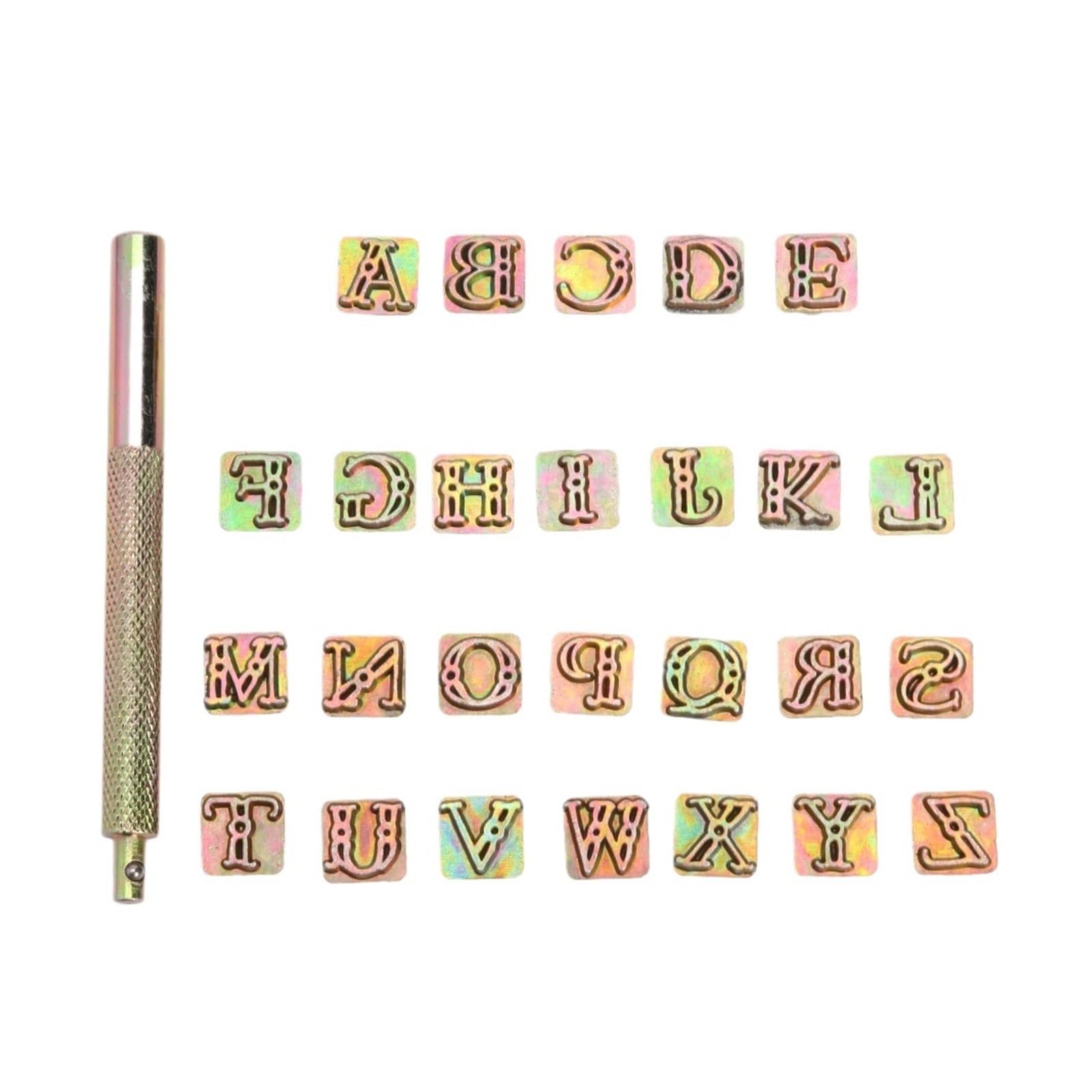 Leather Letter Stamp Set Unique Marking Symbol Set English Letters Leather Punching 26 Stamps Zinc Alloy Tools Craft for Mental Stamping