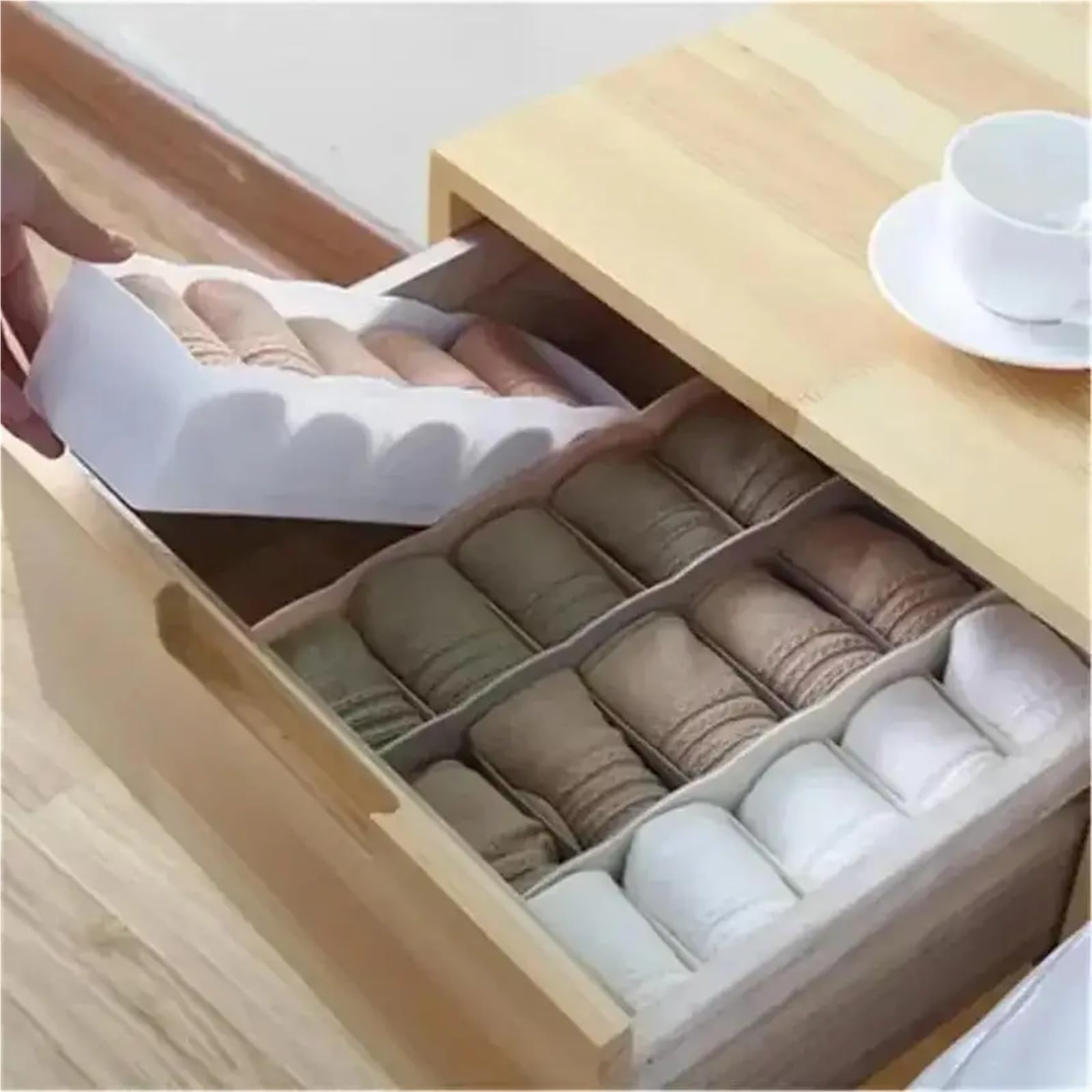 Organizzatore per cassetti di Biancheria Intima, Scatola Porta Calze, Reggiseno, 5 Scomparti, plastica, divisorio per Armadio, Accessorio da scrivania, Cestino per la casa