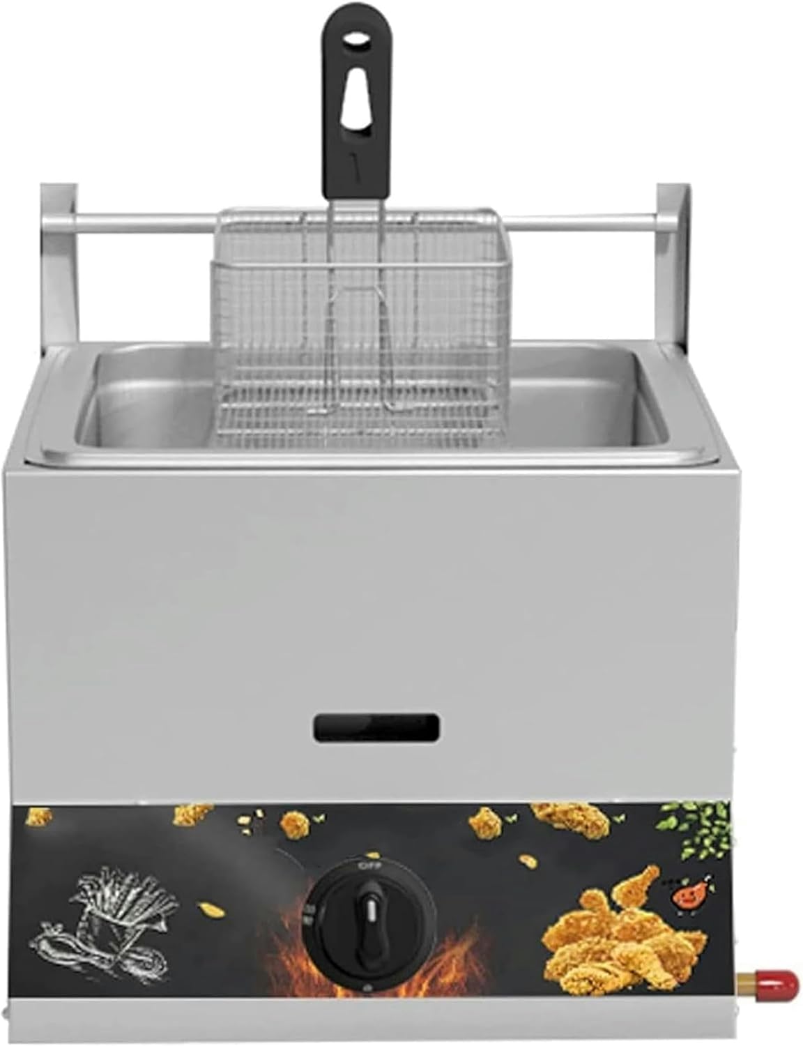 XENITE 10L*2 Deep Fryer Commercial Gas Manual Temperature Adjustment Professional Gas Fryer Stainless Steel Infrared Energy-Saving with Removable Basket Chip Fryer (Size : 6L)