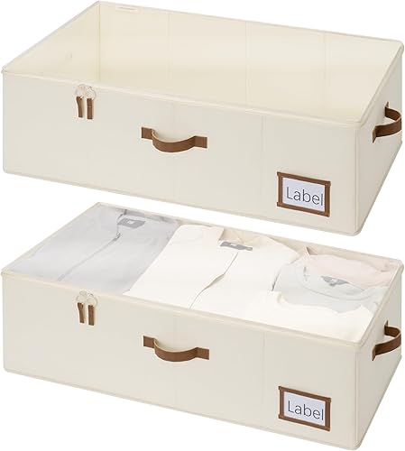 StorageWorks Contenedores de almacenamiento debajo de la cama, contenedores de almacenamiento debajo de la cama de 10 pulgadas con tapa, organizador