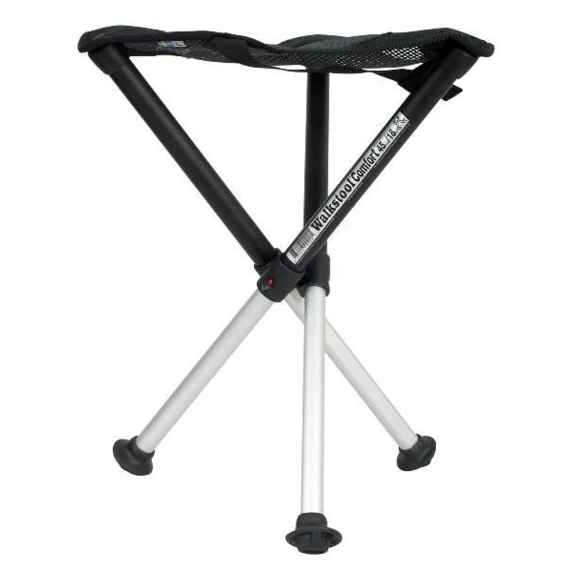 Walkstool - Modèle Comfort - Noir et Gris - Tabouret Pliant 3 Pieds en Aluminium - Hauteur d'Assise 45 cm - Tabouret Pliable - Charge maximale 200 kg - Fabriqué en Suède