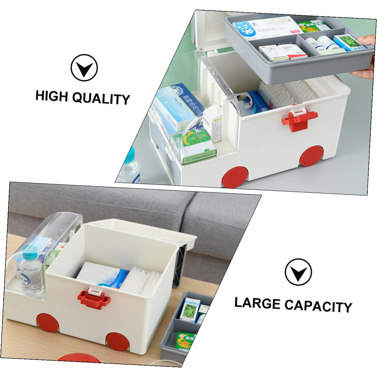 TOYANDONA Caja de Almacenamiento para Medicamentos Caja Primeros Auxilios Capacidad Grande PP As Asa Ergonómica Portátil Uso Viajes Exteriores