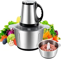 Multiprocessador de Alimentos Elétrico 3L Triturador 110v Aço Inoxidável 1200W 4 Lâminas Moedor de Carne e Legumes Tigela Removível
