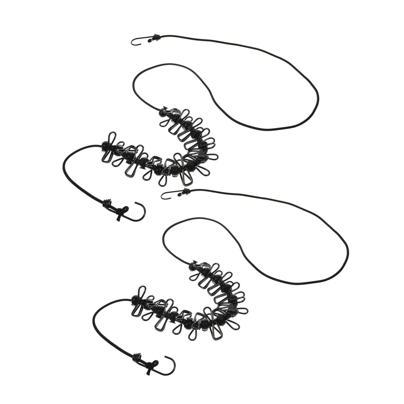 SOESFOUFU 2Pcs Camping Clothesline with Windproof Clips Drying Rope for Outdoor Travel Portable Clothes Hanging Rope for Quilts Towels and More Black