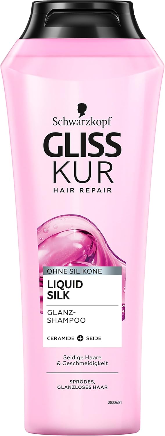 Gliss Kur Shampoo Liquid Silk (250 ml), Haarshampoo für einen natürlichen Glanz, Pflegeshampoo