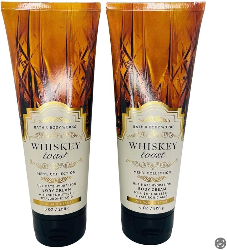 Creme corporal Bath & Body Works Whiskey Toast com ácido hialurônico — Pacote com 2
