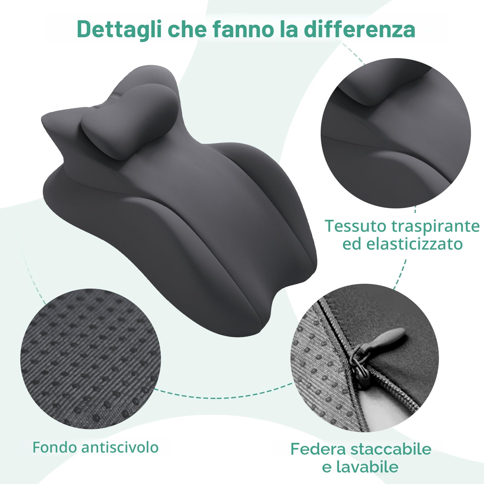 Cuscino a Cuneo in Memory Foam per Posizione Prona, Cuscino da Lettura per Testata del Letto, Cuscino da Letto per Sedersi, Sollievo dal Dolore alla Schiena, Collo e Gambe, Ideale per Coppie 58cmx38cm