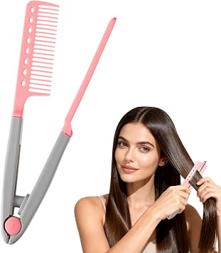 V-Straightening Comb, Hair Straightening Comb, Hair Straightener Comb, V-Shaped Styling Accessory Styling Brush for Dating Holidays Commuting Home Travel