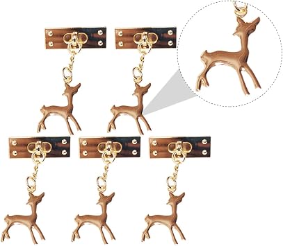 FENICAL 5pcs Deer Shaped Handbag Decorative Lock Buckles Metal Accessories with Multi-time Plating and Fade Resistant Finish for Purse Making and DIY Crafts