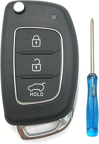 Funda plegable de repuesto para llavero de entrada sin llave compatible con Hyundai Santa Fe Sonata Tucson, carcasa de llavero de 3 botones