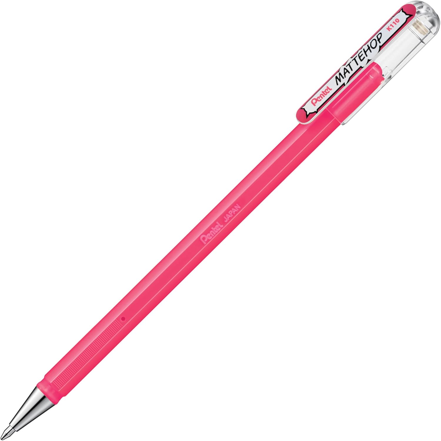 Pentel Hybrid MATTEHOP Gel Roller, 1.0mm, Matte Pink Ink, Box of 12 each (K110-VP)