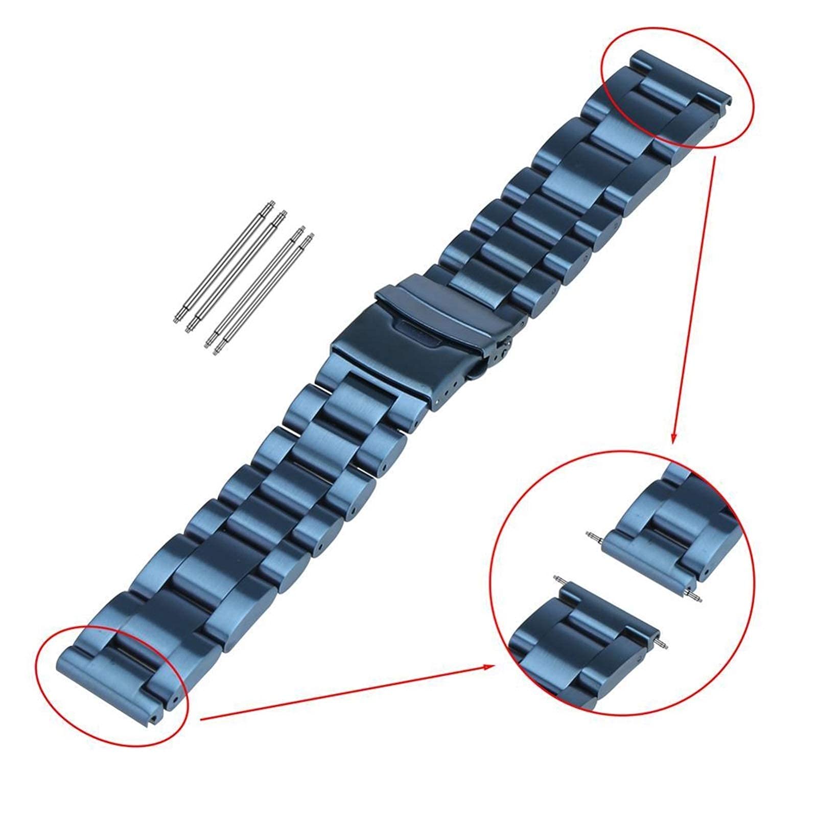 Bracelet de montre 22 mm Bracelet 24 mm Bracelet Bracelet de montre 26 mm Boucle Bracelet en acier inoxydable bleu