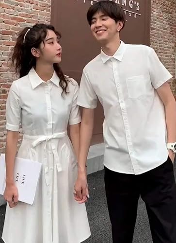 Amazon Co Jp Jennyj ペアルック デザイン 半袖 白 ワンピース 女性 シャツ 男性 カップル 男女mサイズ セット ポリエステル 韓国製 トレンド 結婚 前撮り パーティー お揃い ツインコーデ おもちゃ