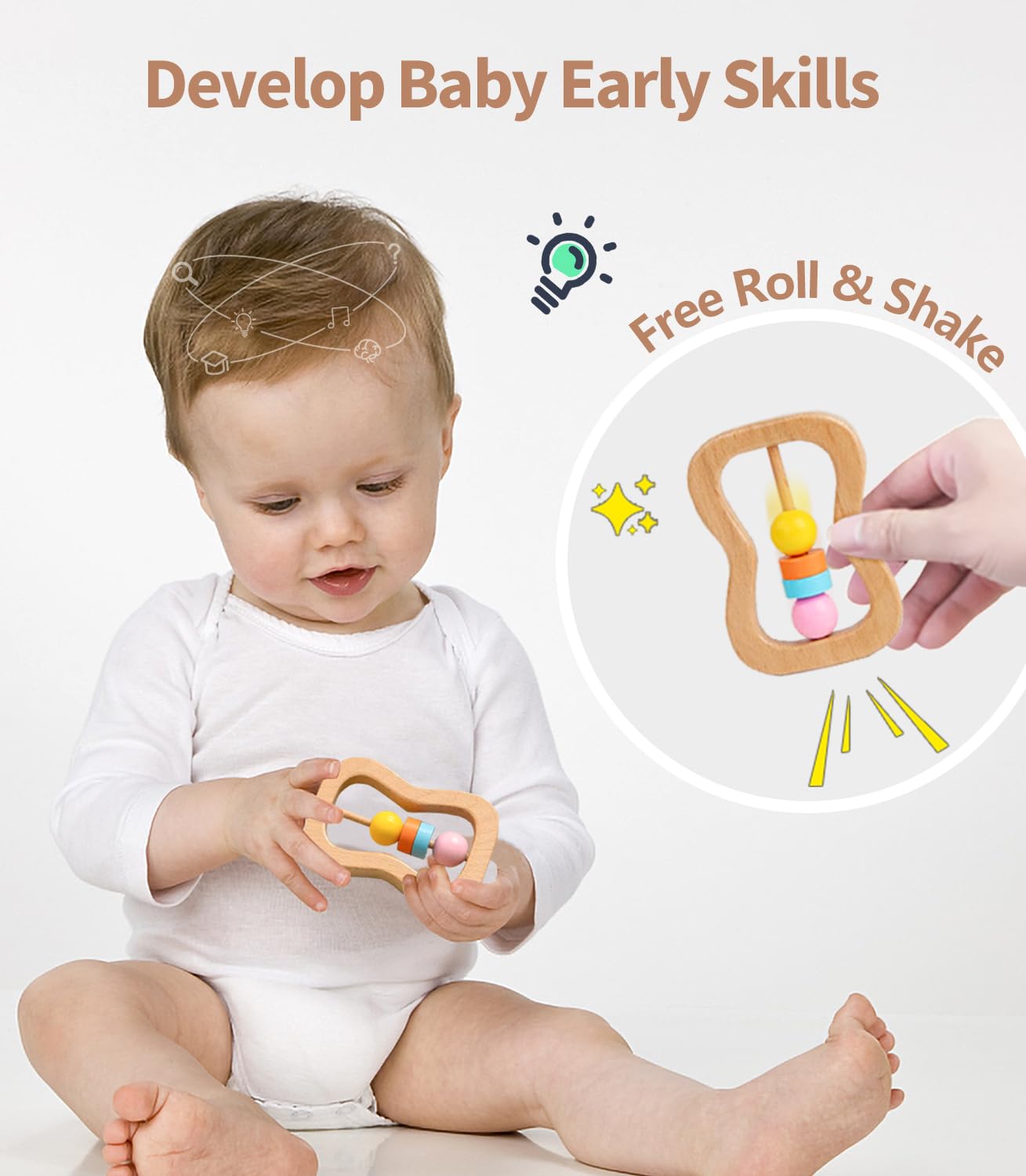 6 PCS Wooden Baby Rattle image 6