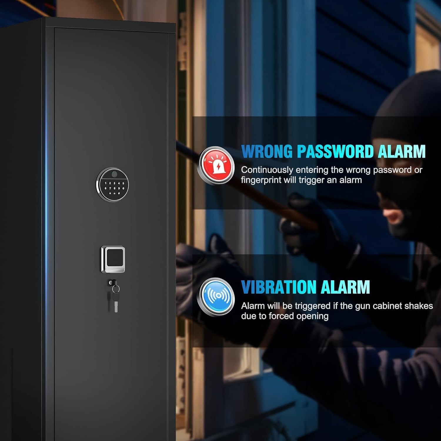 [No Assembly Required] 10-12 Firearms Gun Safe for Rifles and Pistols, No Assembly Required, Rifle Safes for Home with Adjustable Shelves, Heavy Duty Rifle Gun Safe for Rifle Pistol Valuables Storage