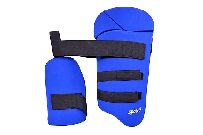 SPOCCO | Thigh Guards, Lower Body Safety, Protection Equipment for Cricket Players, Flexible Fit, Cricket Thigh Pads for Adults, Boys and Men (Blue) | TG82