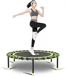 Newan Mini Trampolim Silent Fitness de 101,6 cm – Reboque interno para adultos – Melhor Treinador Urbano Cardio Jump Fitness, Sistema de corda elástica coberta – Limite máximo de 86,3 kg, A 40‘’round tube green, 40 inch