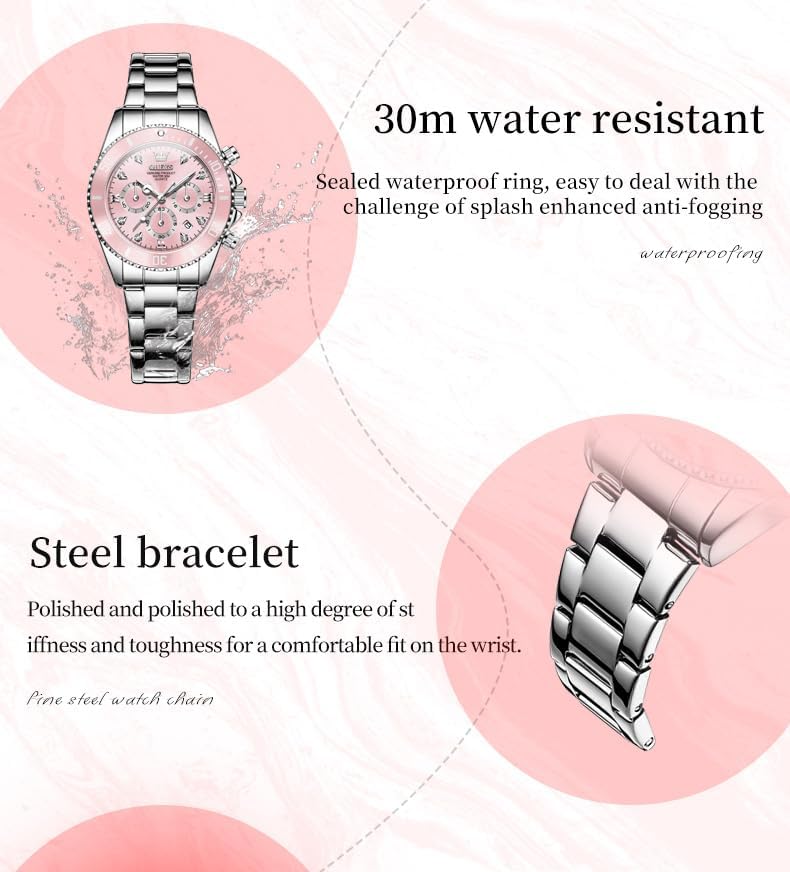 OLEVS Womens Watch Fashion Dress Diamond Female Watches for Ladies Analog Quartz Stainless Steel Waterproof Luminous Day Date Two Tone Wristwatch - Image 3