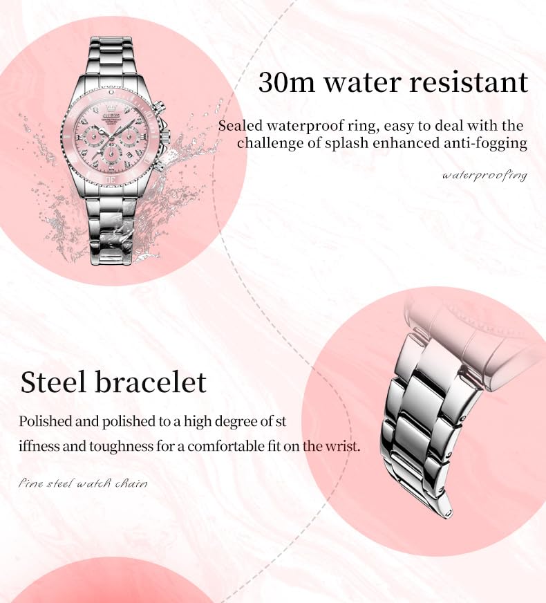 OLEVS Womens Watch Fashion Dress Diamond Female Watches for Ladies Analog Quartz Stainless Steel Waterproof Luminous Day Date Two Tone Wristwatch3
