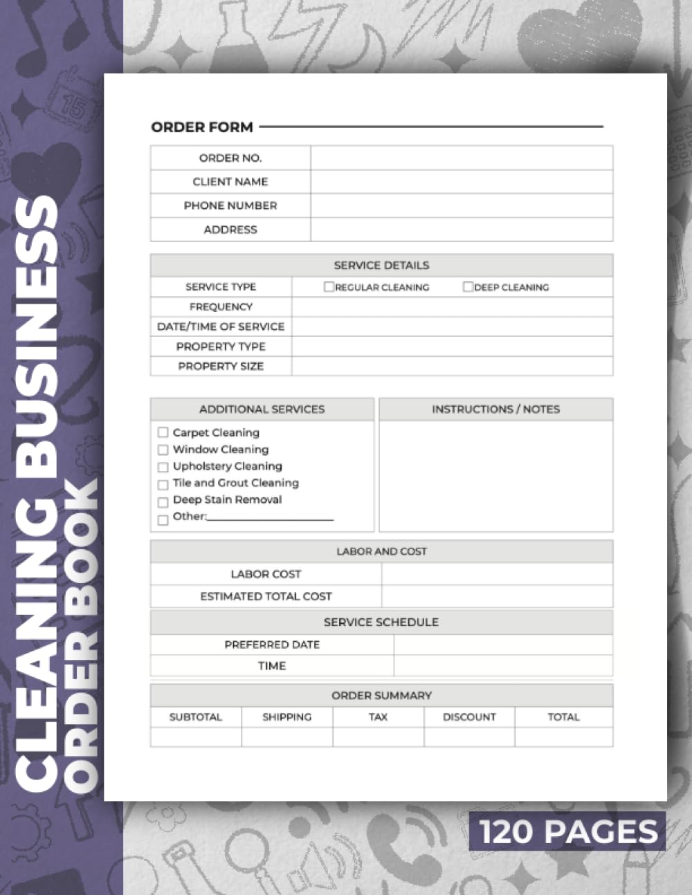 Cleaning Business Order Book: Cleaning Request Order Form for Small Business