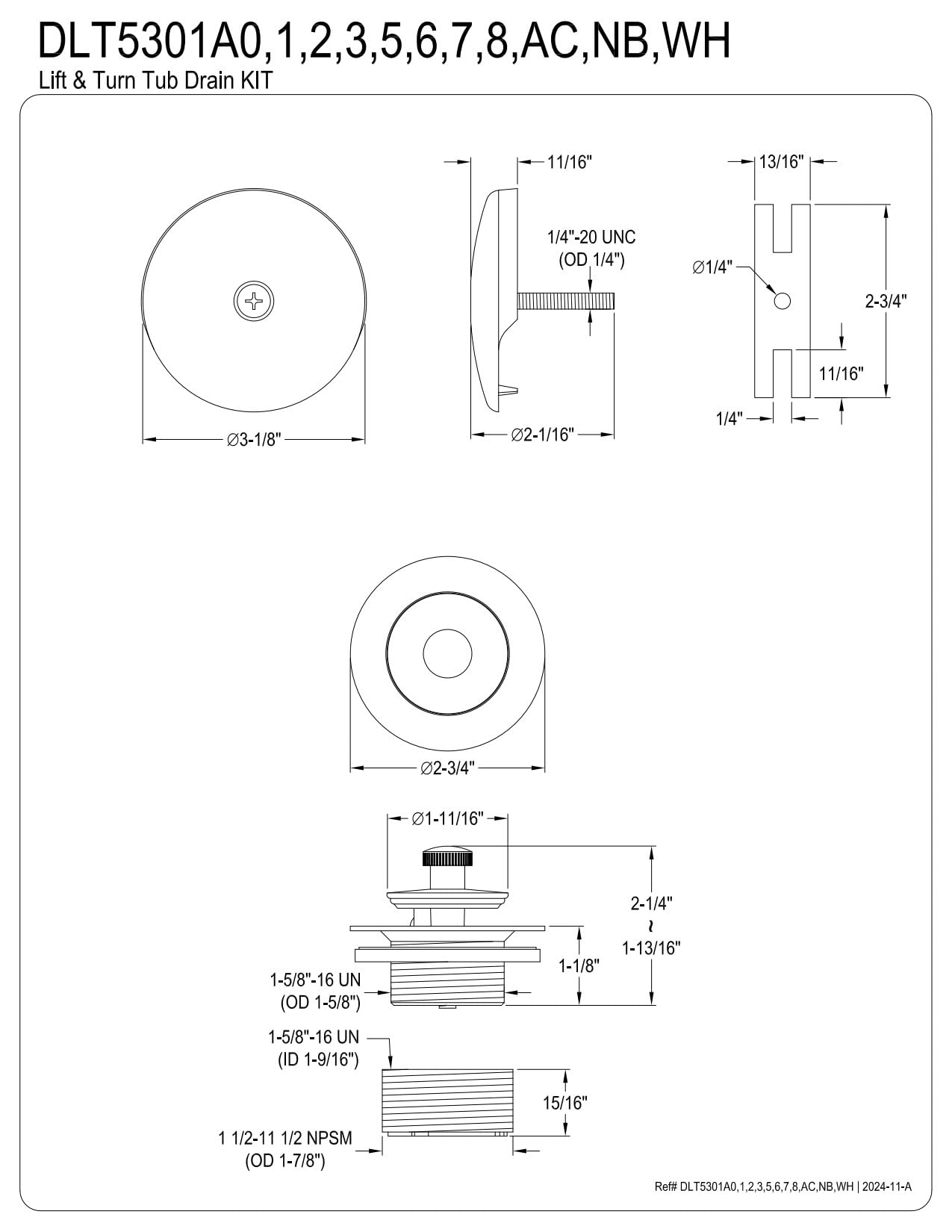 Kingston Brass DLT5301A6 Trimscape Lift & Turn Tub Drain, Polished Nickel - Image 2