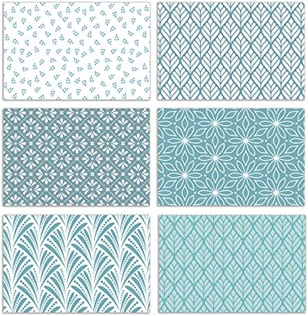 Better Office Products 100-Pack All Occasion Greeting Cards, Assorted Blank Note Cards, 4 x 6 inch, 6 Blue Hue Floral Designs, Blank Inside, with Envelopes, 100 Pack