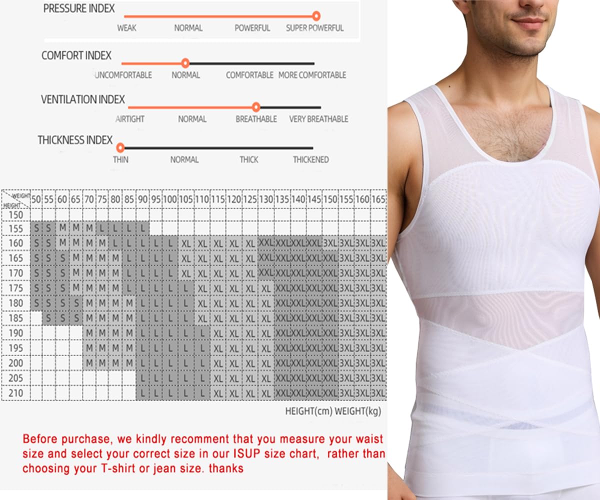 Camiseta Interior Moldeadora para Hombre con Efecto Vientre Plano Faja Reductora Chaleco de compresión algodón Body Shaper para Gym Fitness (FR/ES, Letras, 3XL, Regular, Regular, Blanco)
