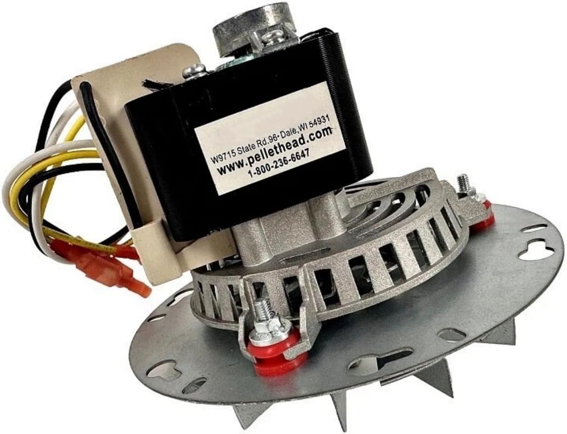 80454 Fireplaces Combustion Exhaust Fan Motor Blower - for King Fireplace Replacement Part - Motor Replacement Part 6" Gasket, Adapter Plate, and 4-3/4" Fan Paddle 120V AC, 60Hz 95 Amps 3000 RPM