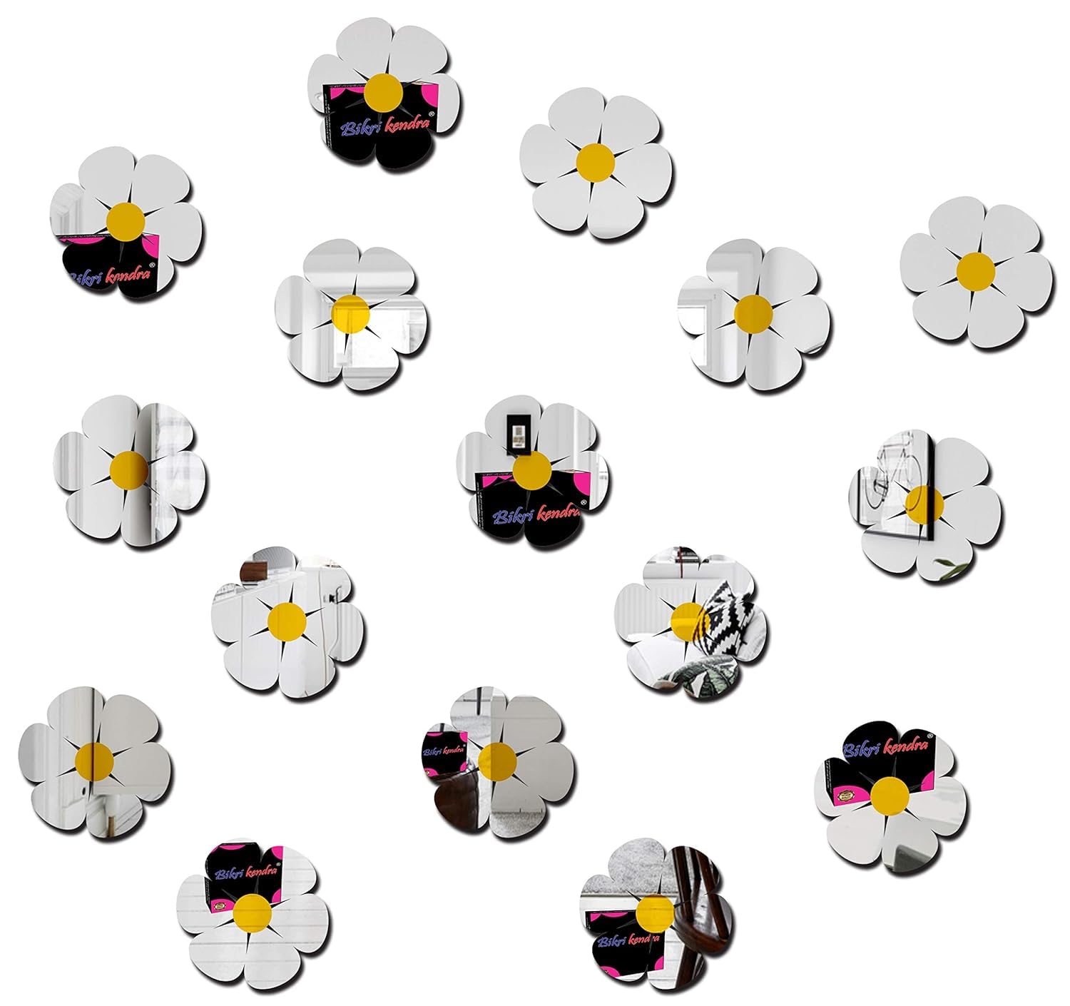 Chote Mote Seller - Flower Mirror Stickers for Wall 3D Acrylic Stickers Mirror Stickers Decorative Stickers Wall Stickers for Hall Living Room (Silver, Pack of 24) (B0D77NRKQC) Amazon Price History, Amazon Price Tracker