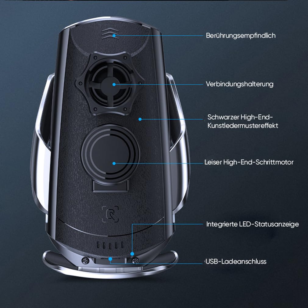 Kabellos aufladbarer Telefonhalter, 15W Handyhalterung Auto mit Ladefunktion, 360° Drehbar Handyhalterung, Fast Wireless Charger, Induktive Ladestation Auto Kfz Handy Halterung für Lüftung (Blau)