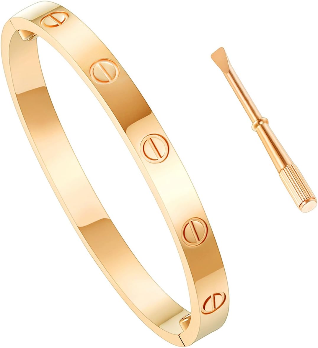HiCook Titanium Steel Bangle Bracelets for Women Bangle Bracelet Set in Heart and CZ Stone Jewelry Fits 6.5-7.8 Inch Wrists