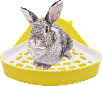 Litewoo Rabbit Litter Box Toilet Bunny Corner Litter Pan Pet Toilet Potty for Guinea Pigs Hamster Chinchilla Ferret Rabbit Small Animal Yellow